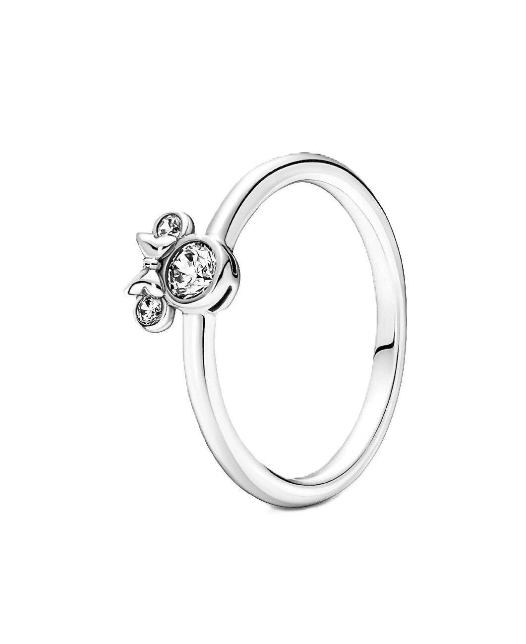Pandora Disney Minnie Mouse Sparkling Head Ring With Clear Cubic Zirconia P-190074C01-54 For Women - PANDORA