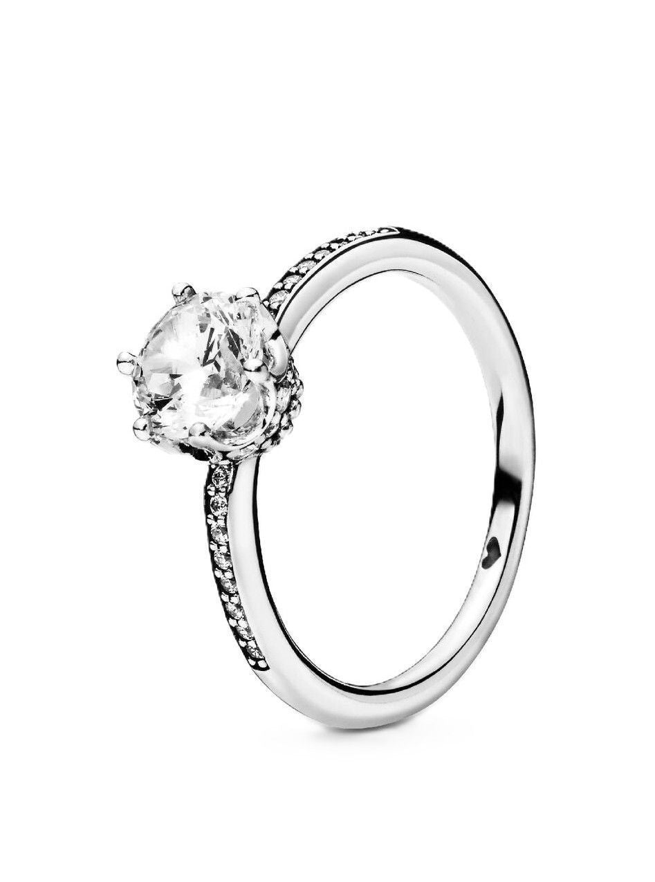 Pandora Sparkling Crown Solitaire Ring With Clear Cubic Zirconia P-198289CZ-54 For Women - PANDORA