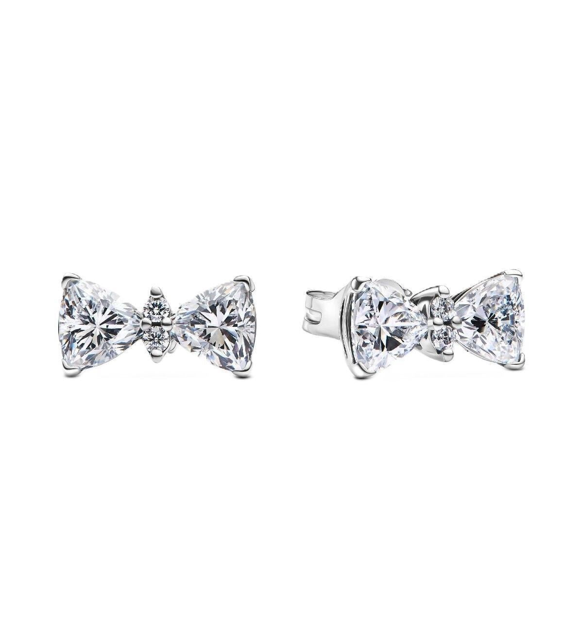 Pandora Sparkling Bow Stud Earring With Clear Cubic Zirconia P-293506C01 For Women - PANDORA