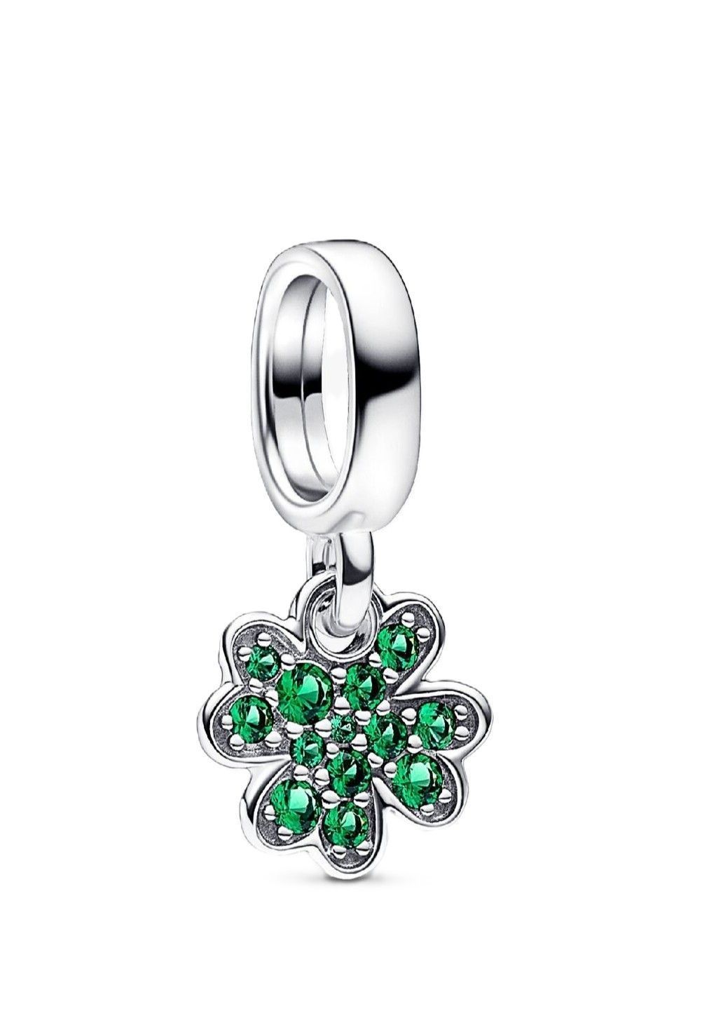 Pandora Moments Four Leaf Clover Dangle Charm With Green Crystals P-792751C01 For Women - PANDORA