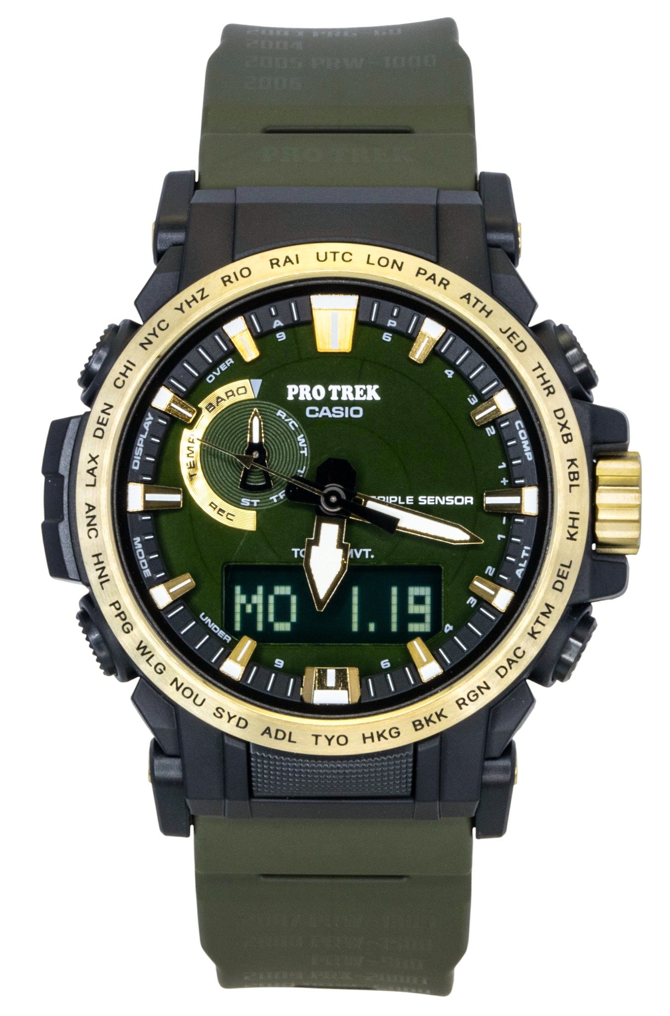 Casio Pro Trek Analog Digital 30th Anniversary Bio-Based Resin Strap Green Dial Solar PRW-61ANS-3 100M Men's Watch - Casio