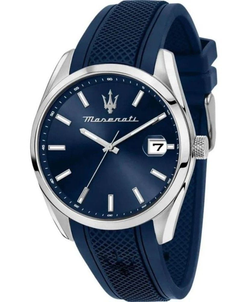 Maserati Attrazione Rubber Strap Blue Dial Quartz R8851151005 Men's Watch - Maserati