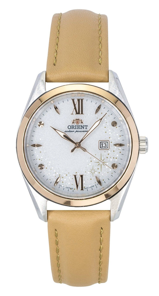 Orient Stretto Leather Strap White Dial Solar RA-WG0604S Men's Watch - Orient