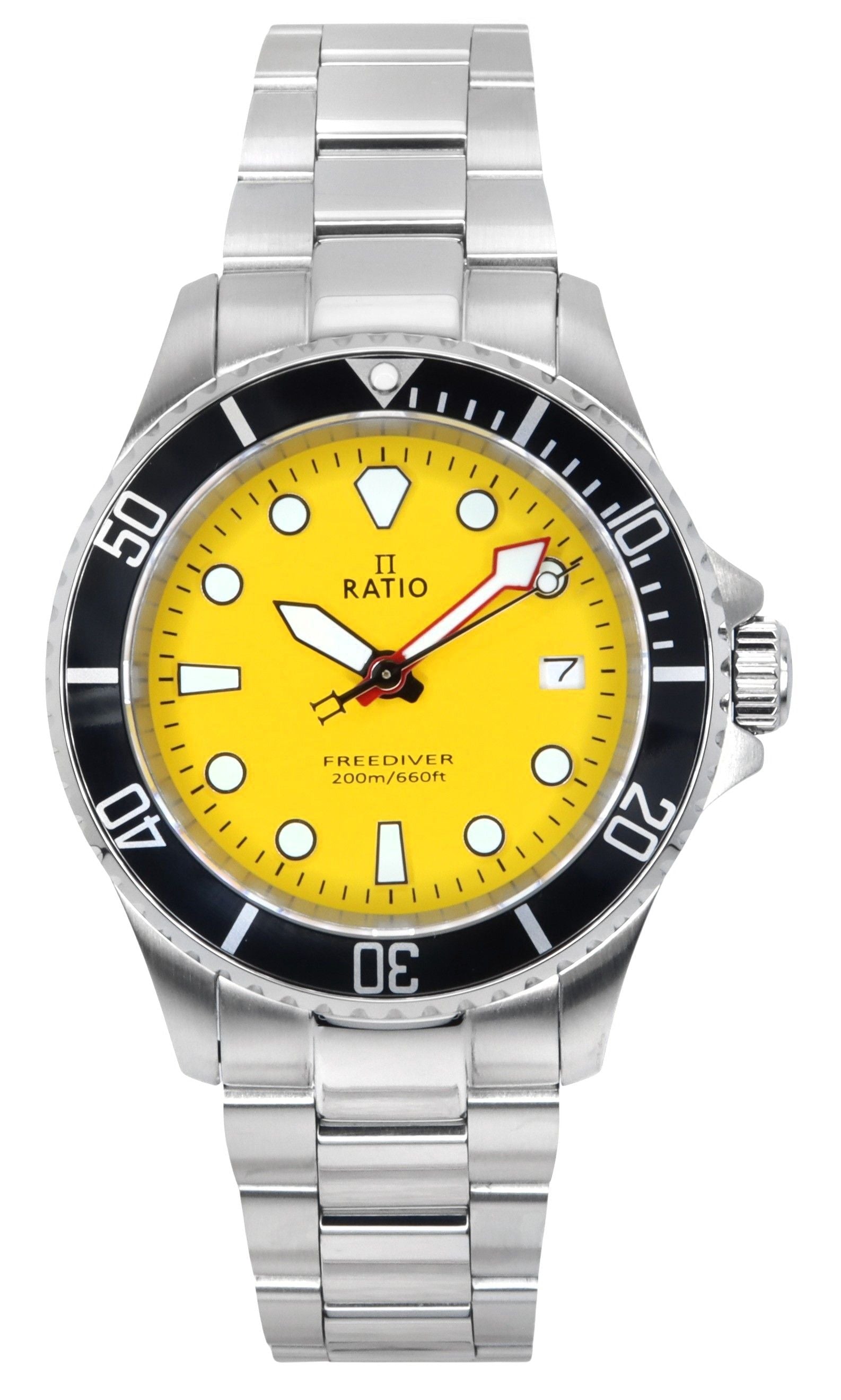 Ratio FreeDiver Sapphire Stainless Steel Yellow Dial Quartz RTF034 200M Men's Watch