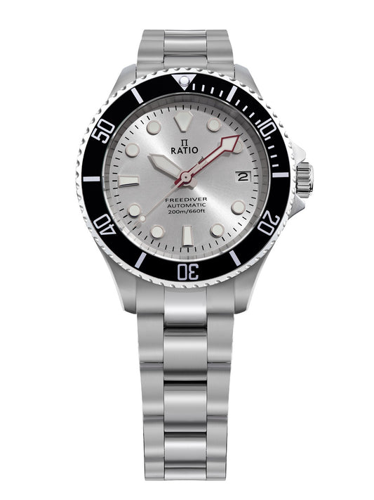 Ratio FreeDiver Sapphire Stainless Steel Silver Sunray Dial Automatic RTF048 200M Men's Watch - RATIO