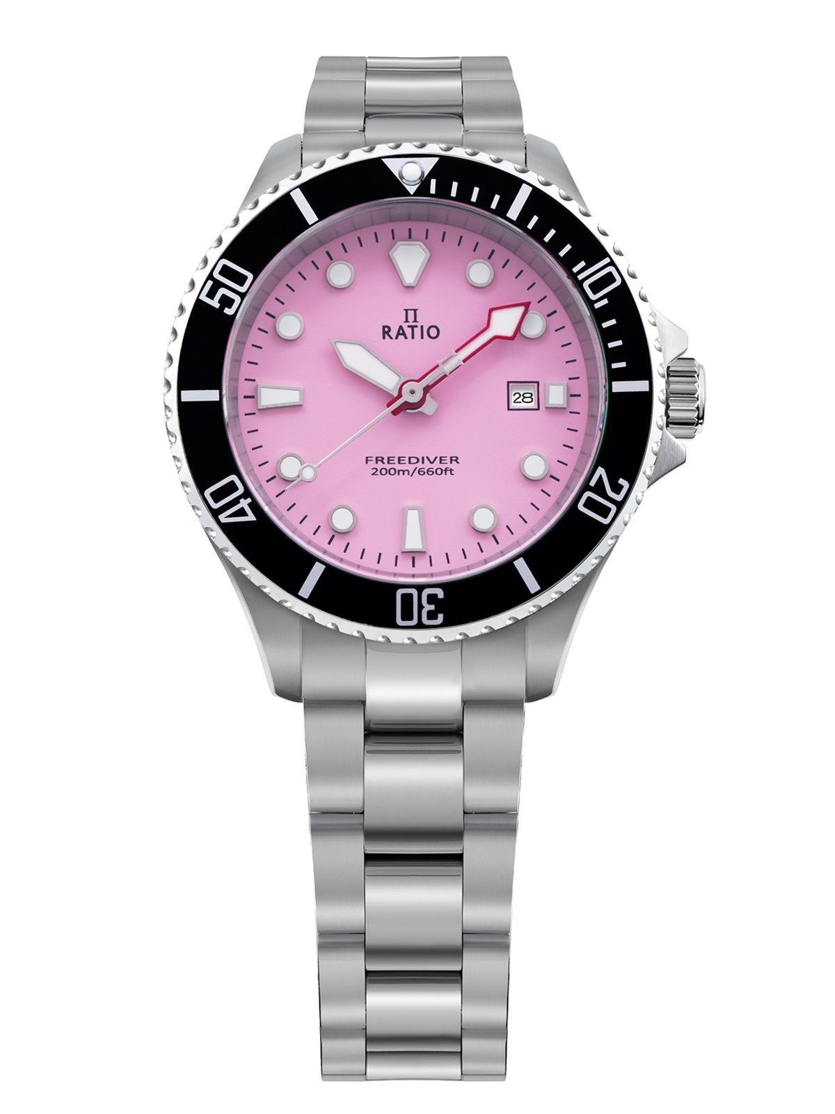 Ratio FreeDiver Sapphire Stainless Steel Candy Pink Dial Quartz RTFL809 200M Women's Watch