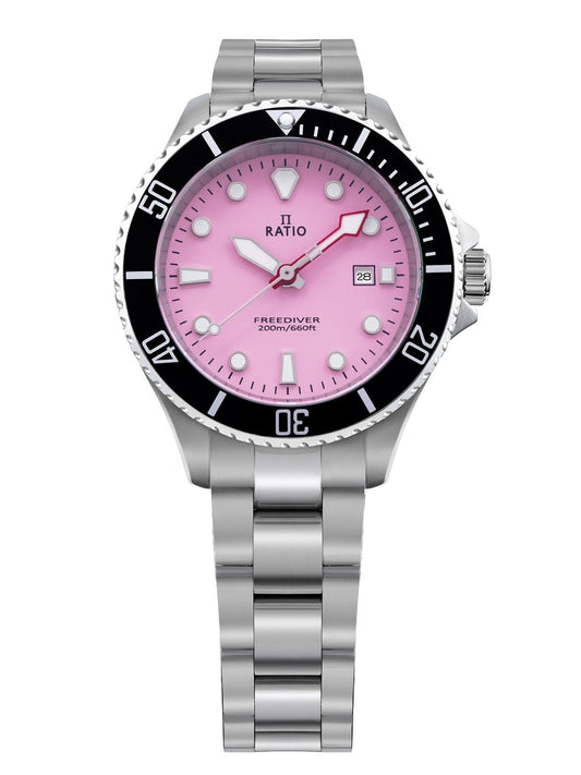 Ratio FreeDiver Sapphire Stainless Steel Candy Pink Dial Quartz RTFL809 200M Women's Watch