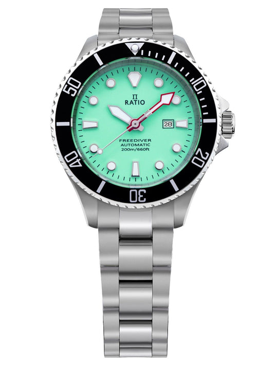 Ratio FreeDiver Sapphire Stainless Steel Green Dial Automatic RTFL835 200M Women's Watch