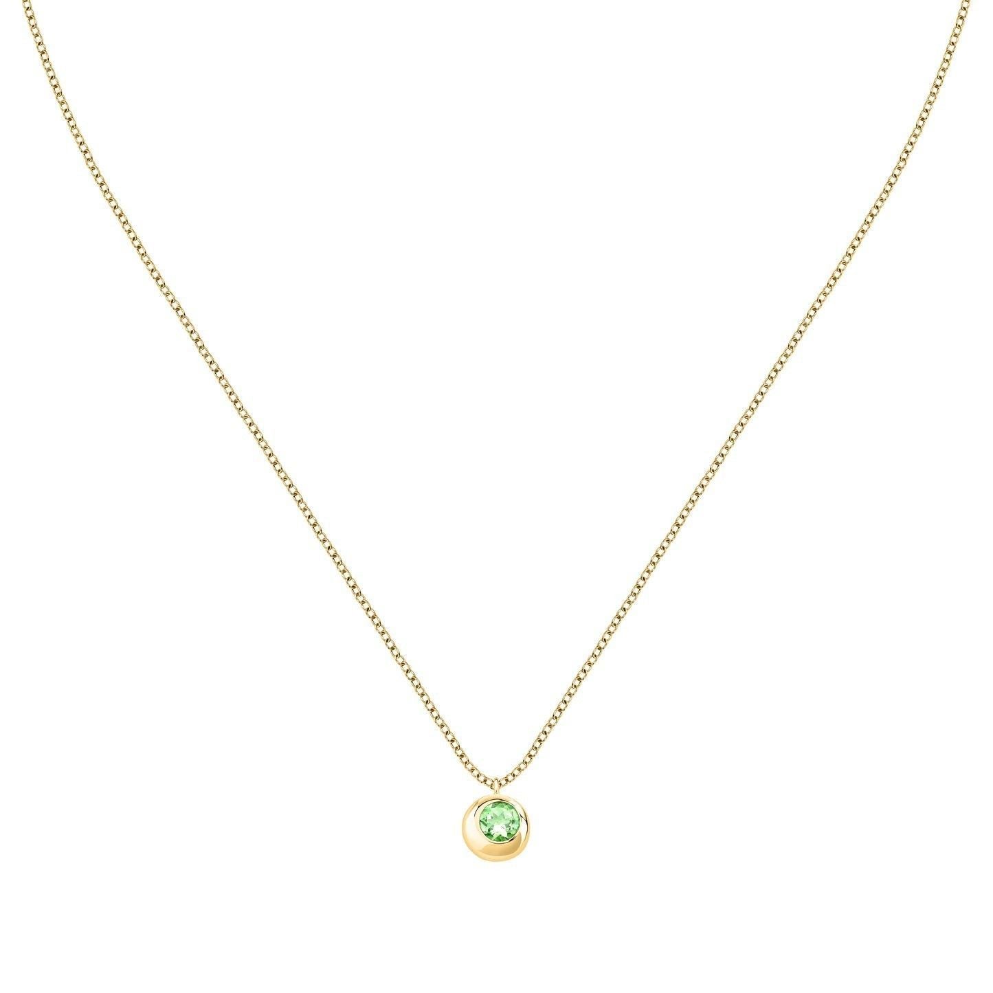 Morellato Tesori 925 Silver Gold Tone And Green Necklace SAXN05 For Women's - Morellato Accessories