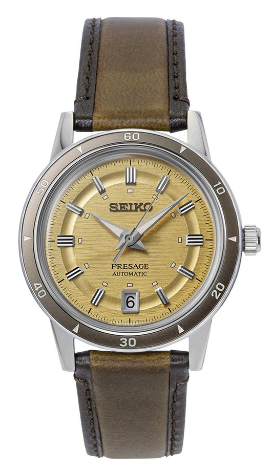 Seiko Presage Style 60's Stainless Steel Gold Dial Automatic SRPL75J1 Men's Watch - Seiko