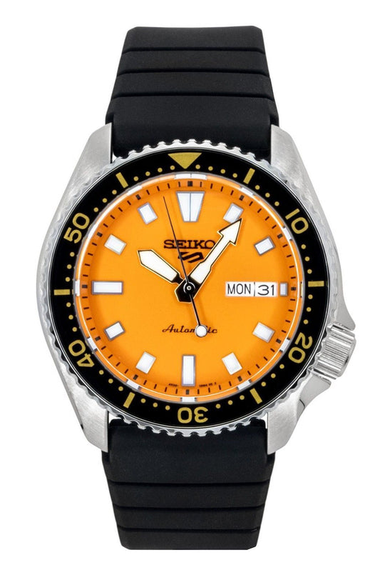 Seiko 5 Sports SKX Redux Silicone Strap Orange Dial Automatic SRPL89K1 100M Men's Watch - Seiko