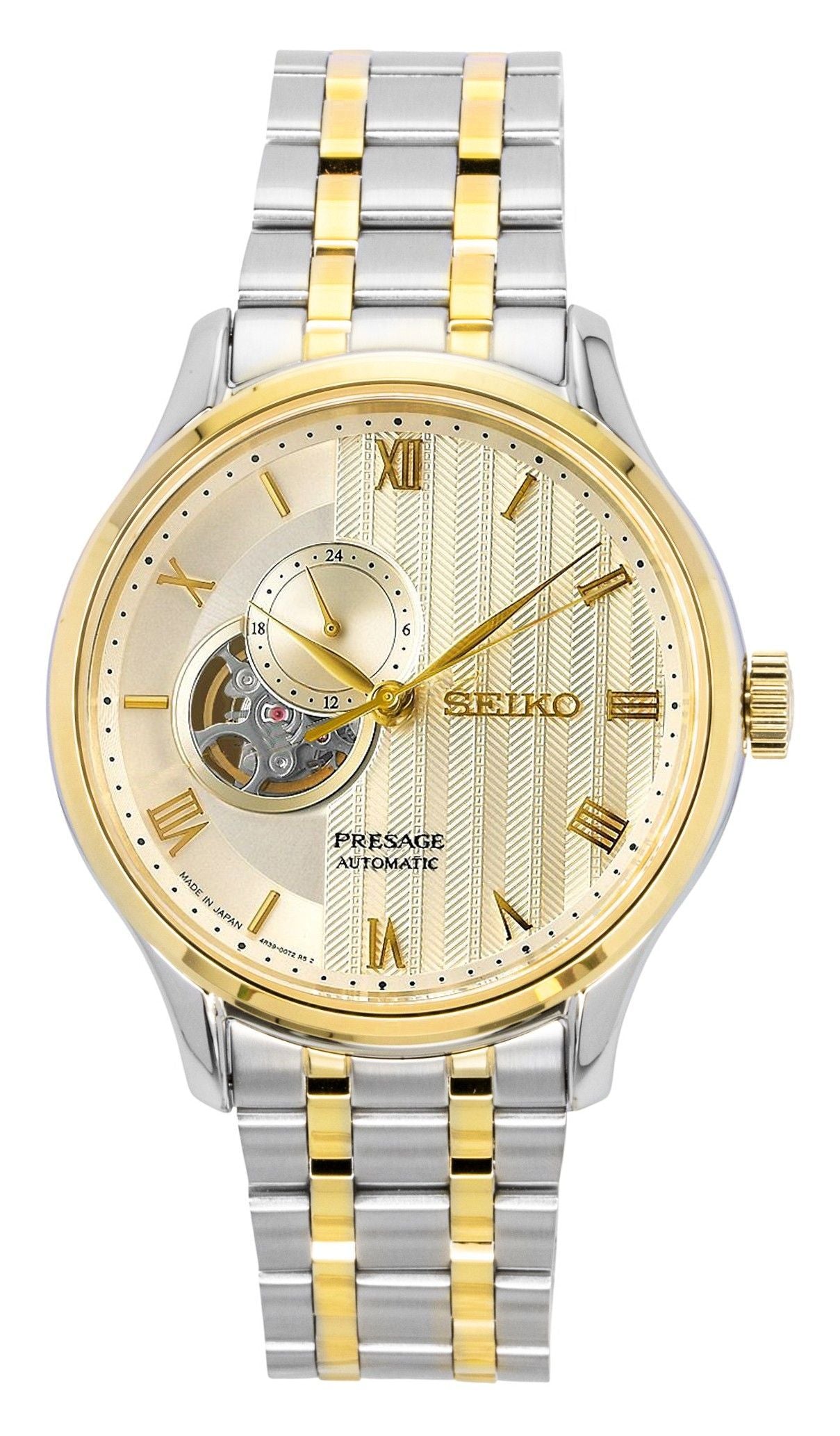 Seiko Presage Japanese Garden Two Tone Stainless Steel Gold Dial Automatic SSA464J1 Men's Watch - Seiko