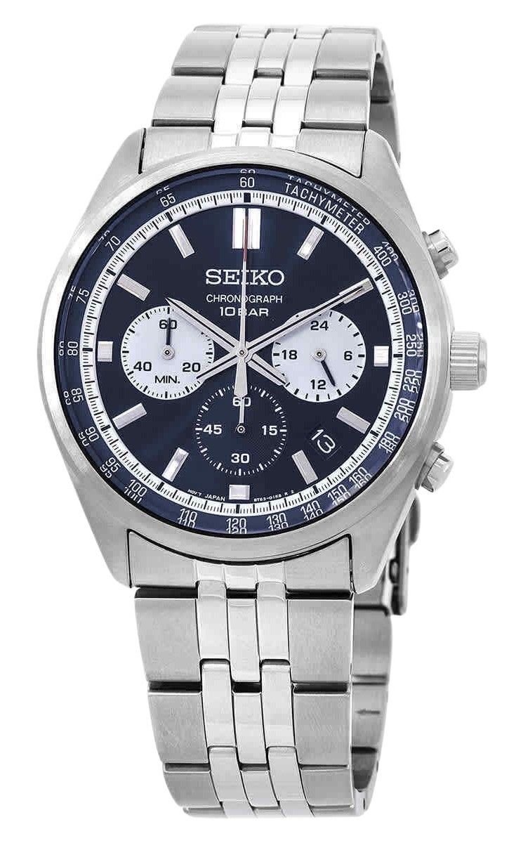 Seiko Discover More Chronograph Stainless Steel Blue Dial Quartz SSB427P1 100M Men's Watch