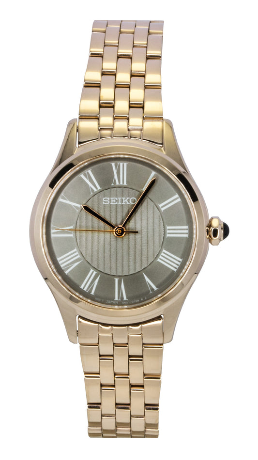 Seiko Classic Rose Gold Stainless Steel Grey Dial Quartz SUR614P1 Women's Watch - Seiko