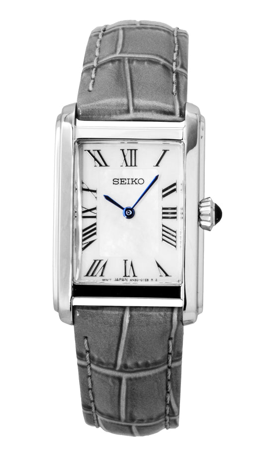 Seiko Classic Leather Strap White Dial Quartz SWR099P1 Women's Watch - Seiko