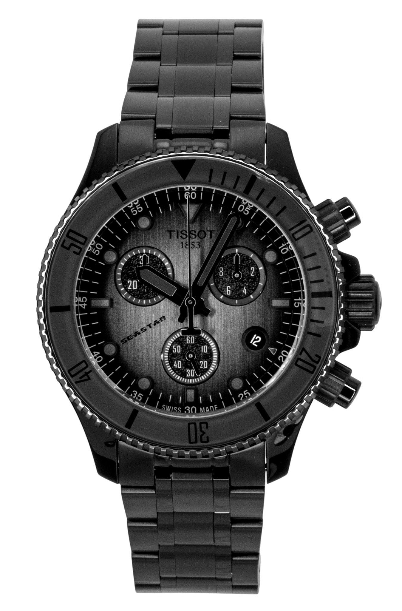 Tissot Seastar 1000 Chronograph Black Stainless Steel Black Dial Quartz Diver's T120.217.33.061.00 300M Men's Watch - Tissot