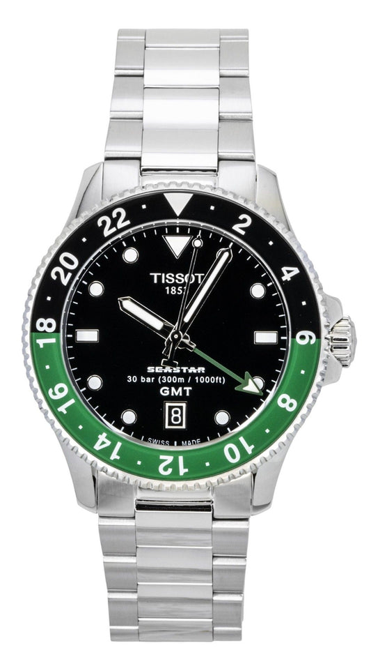 Tissot Seastar 1000 GMT Stainless Steel Black Dial Quartz Diver's T120.852.11.051.00 300M Men's Watch - Tissot