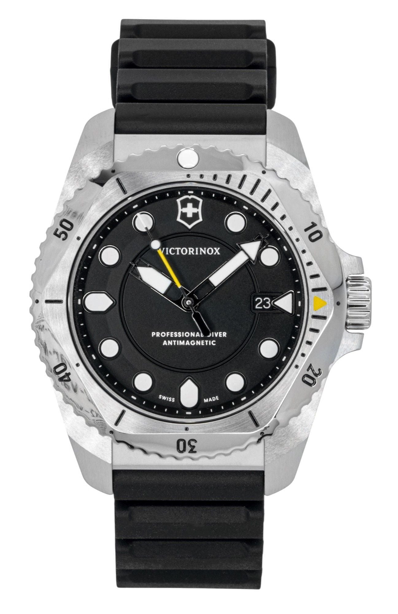 Victorinox Dive Pro Rubber Strap Matt Black Dial Quartz Diver's 241990 300M Men's Watch - Victorinox