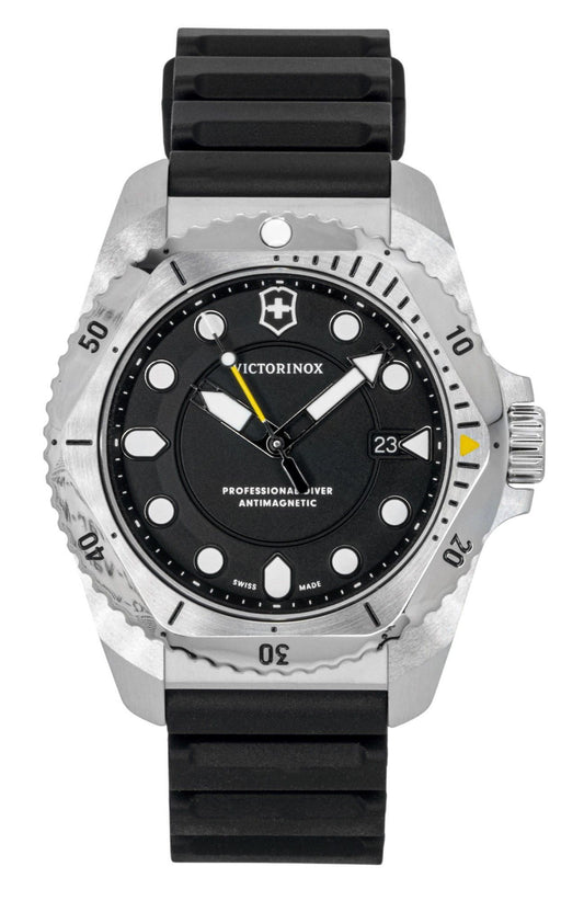 Victorinox Dive Pro Rubber Strap Matt Black Dial Quartz Diver's 241990 300M Men's Watch - Victorinox