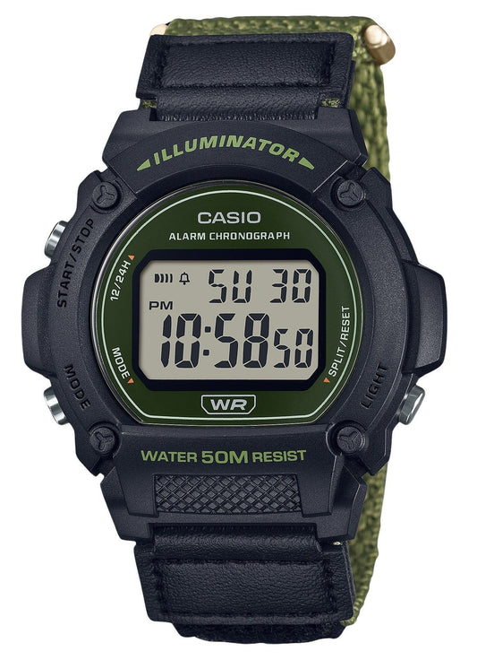 Casio Standard Green Digital Cloth Strap Quartz W-219HB-3AV Men's Watch