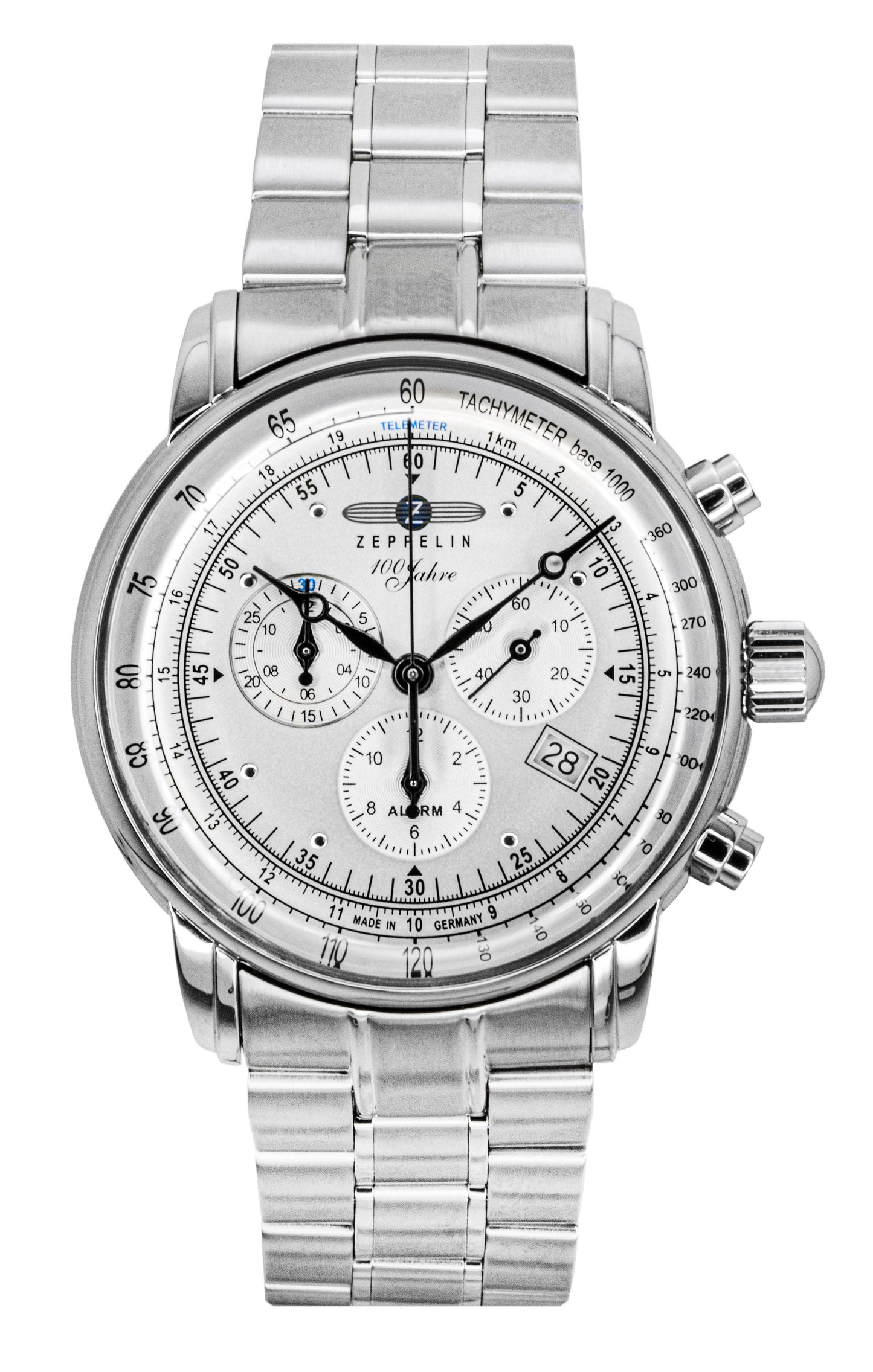 Zeppelin 100 Jahre Chronograph Stainless Steel White Dial Quartz 7680MB1 Men's Watch - Zeppelin