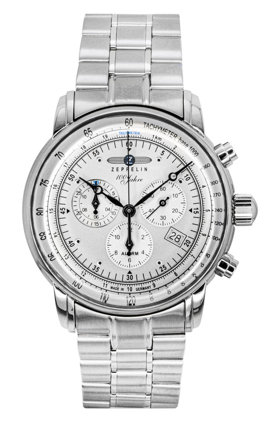 Zeppelin 100 Jahre Chronograph Stainless Steel White Dial Quartz 7680MB1 Men's Watch - Zeppelin