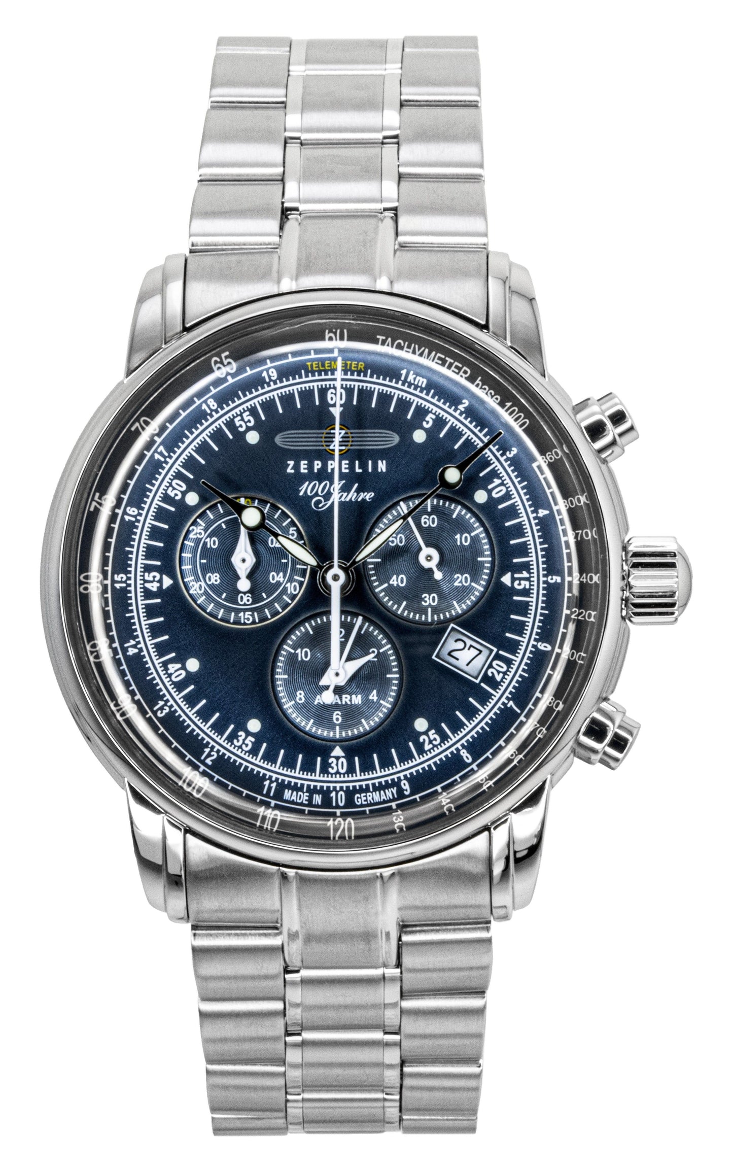 Zeppelin 100 Jahre Chronograph Stainless Steel Blue Dial Quartz 7680MB3 Men's Watch - Zeppelin