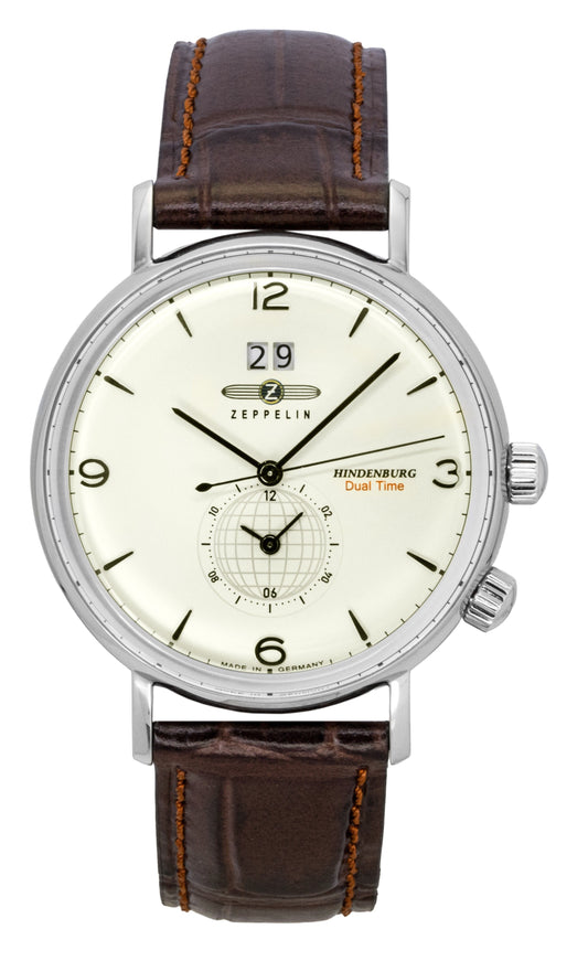 Zeppelin Hindenburg Brown Leather Strap Beige Dial Quartz 80445 Men's Watch - Zeppelin