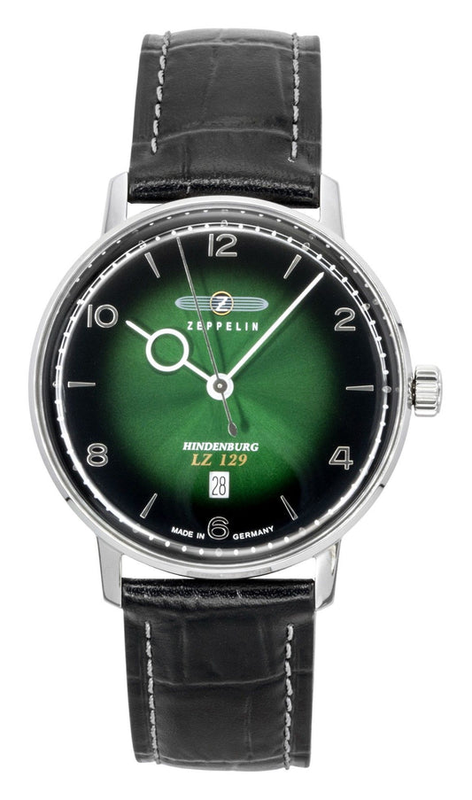 Zeppelin LZ 129 Hindenburg Leather Strap Green Dial Quartz 80484 Men's Watch - Zeppelin