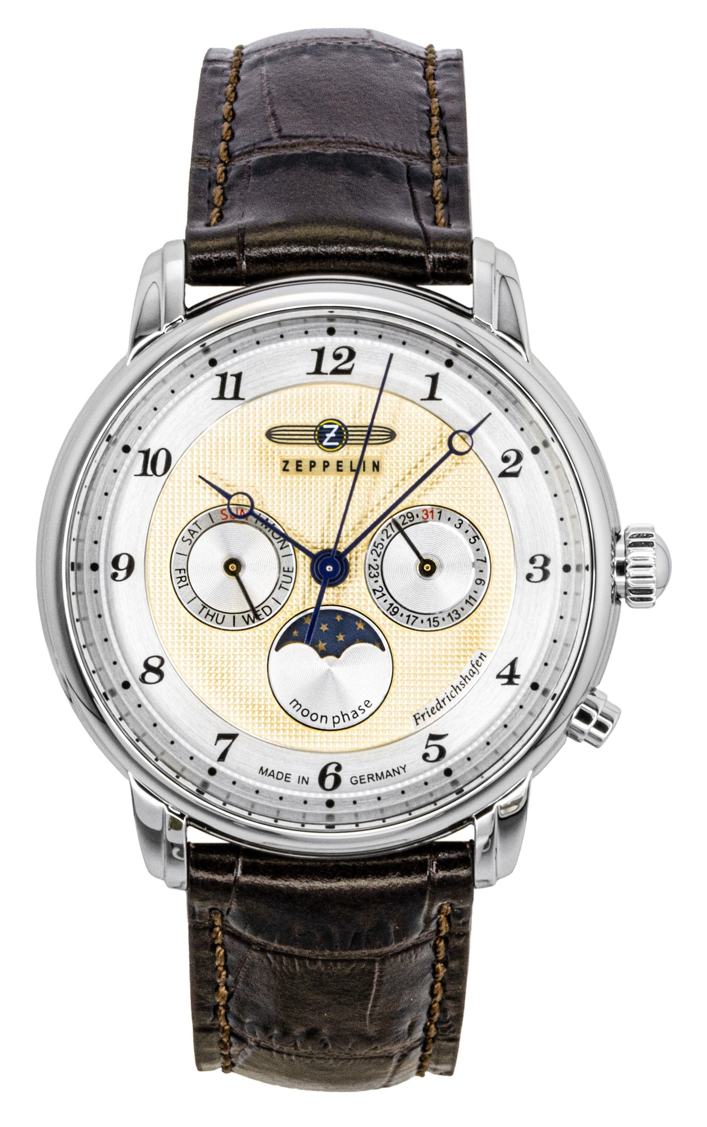 Zeppelin Friedrichshafen Brown Leather Strap Gold Dial Quartz 85365 Men's Watch - Zeppelin
