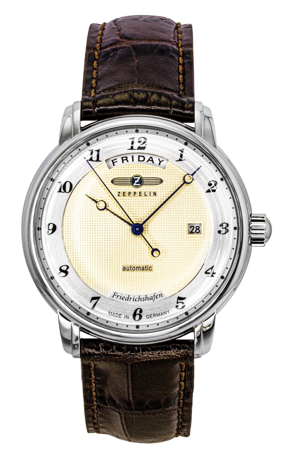 Zeppelin Friedrichshafen Brown Leather Strap Gold Dial Automatic 85625 Men's Watch - Zeppelin