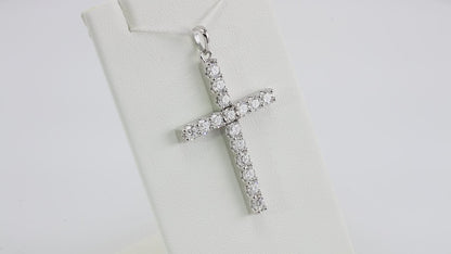 14K White 1/4 CTW Natural Diamond Cross 18" Necklace