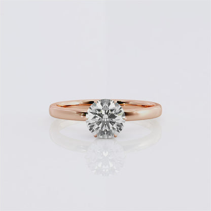 Hidden Diamond Halo with Round Lab Grown Diamond Solitaire Engagement Ring