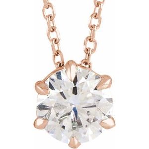 14K Rose 5/8 CT Lab-Grown Diamond Solitaire 16-18" Necklace - BN & CO JEWELRY