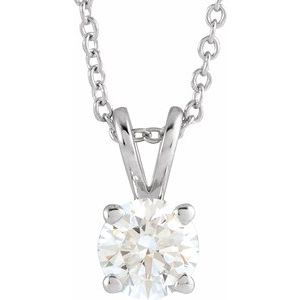 14K White 5/8 CT Lab-Grown Diamond Solitaire 16-18" Necklace - BN & CO JEWELRY