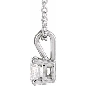14K White 5/8 CT Lab-Grown Diamond Solitaire 16-18" Necklace - BN & CO JEWELRY