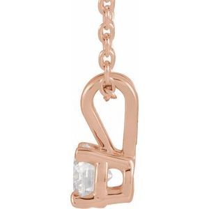 14K Rose 1/4 CT Lab-Grown Diamond Solitaire 16-18" Necklace - BN & CO JEWELRY