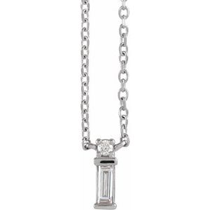 14K White .07 CTW Natural Diamond Bar 18" Necklace - BN & CO JEWELRY