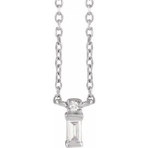 14K White .05 CTW Natural Diamond Bar 18" Necklace - BN & CO JEWELRY