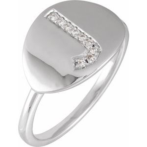 14K White .05 CTW Natural Diamond Initial J Ring - BN & CO JEWELRY