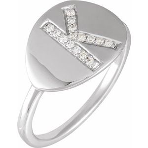 14K White 1/10 CTW Natural Diamond Initial K Ring - BN & CO JEWELRY
