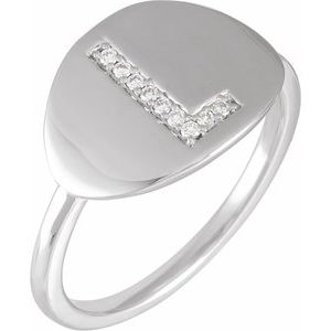 14K White .05 CTW Natural Diamond Initial L Ring - BN & CO JEWELRY