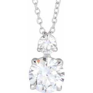 14K White 1 CTW Lab-Grown Diamond Claw-Prong 16-18" Necklace - BN & CO JEWELRY