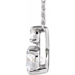 14K White 1 CTW Lab-Grown Diamond Claw-Prong 16-18" Necklace - BN & CO JEWELRY