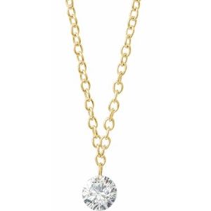 14K Yellow 1/6 CT Drilled Natural Diamond Solitaire 16-18" Necklace - BN & CO JEWELRY