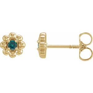 14K Yellow Natural Alexandrite Petite Flower Beaded Earrings - BN & CO JEWELRY