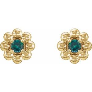 14K Yellow Natural Alexandrite Petite Flower Beaded Earrings - BN & CO JEWELRY