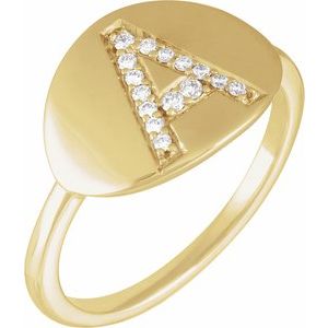14K Yellow 1/10 CTW Natural Diamond Initial A Ring - BN & CO JEWELRY