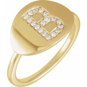 14K Yellow 1/8 CTW Natural Diamond Initial B Ring - BN & CO JEWELRY