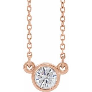 14K Rose 3 mm Lab-Grown Moissanite Solitaire 18" Necklace - BN & CO JEWELRY